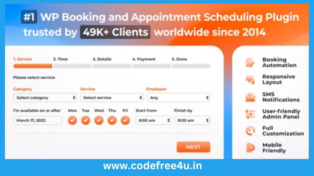 Bookly PRO – Appointment Booking and Scheduling Software System
