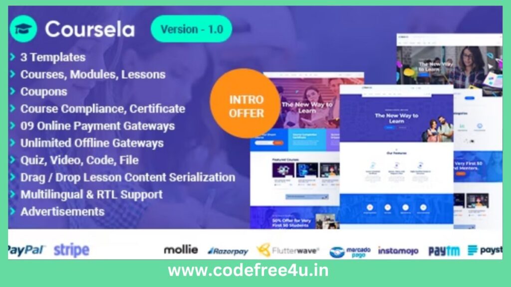 Coursela - Personal Course Selling Website