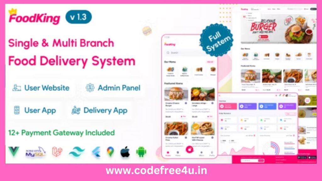 FoodKing - Restaurant Food Delivery System with Admin Panel & Delivery Man App, Restaurant POS
