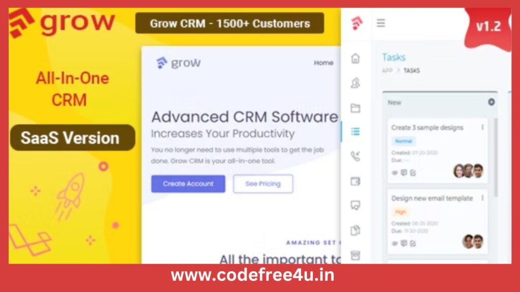 Grow CRM SaaS - Laravel Project Management - Multitenancy