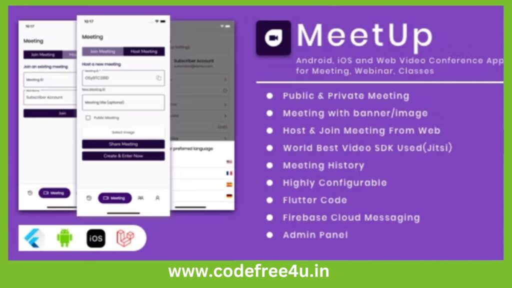 MeetUp - Android, iOS and Web Video Conference App for Meeting, Webinar, Classes