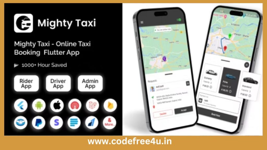 MightyTaxi - Flutter Online Taxi Booking Full Solution, User App, Admin Laravel Panel, Driver app