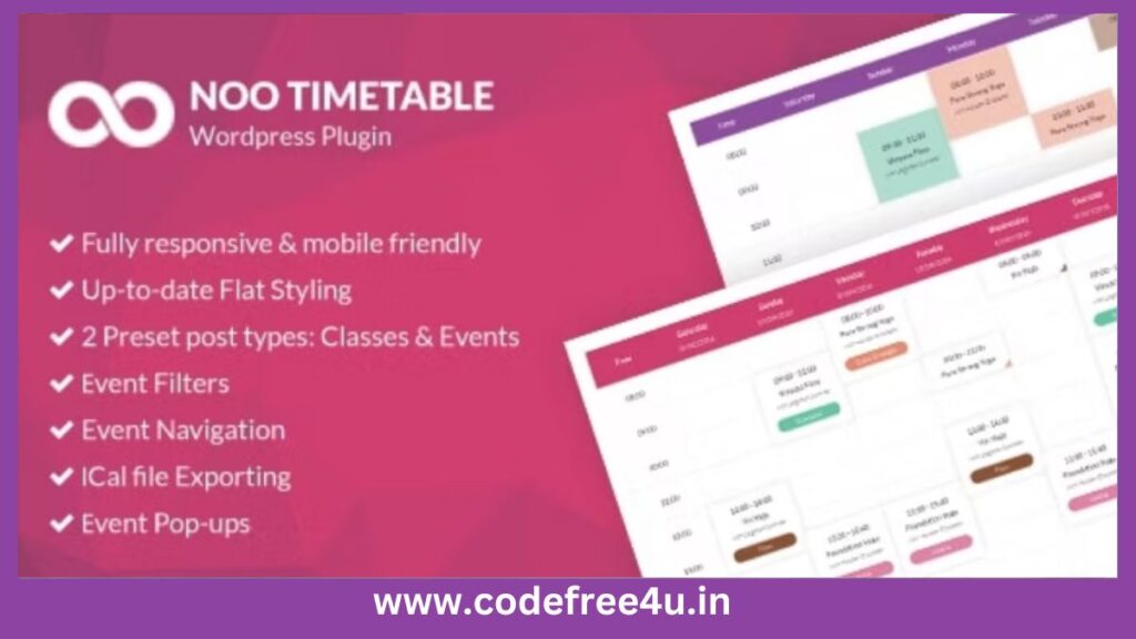 Noo Timetable - Responsive Calendar & Auto Sync WordPress Plugin