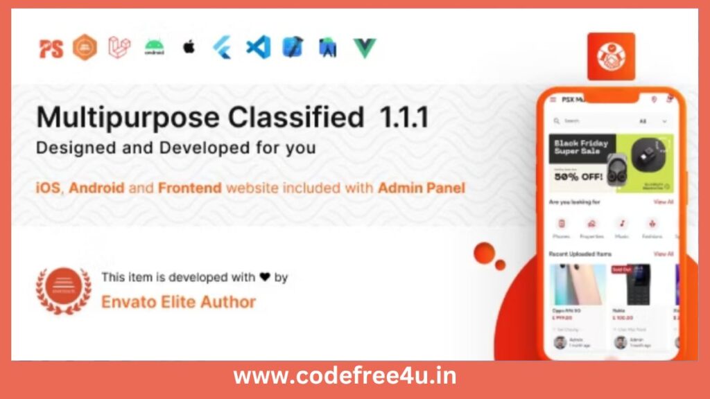 PSX Multipurpose Classified Flutter App with Frontend and Admin Panel ( 1.1.1 )