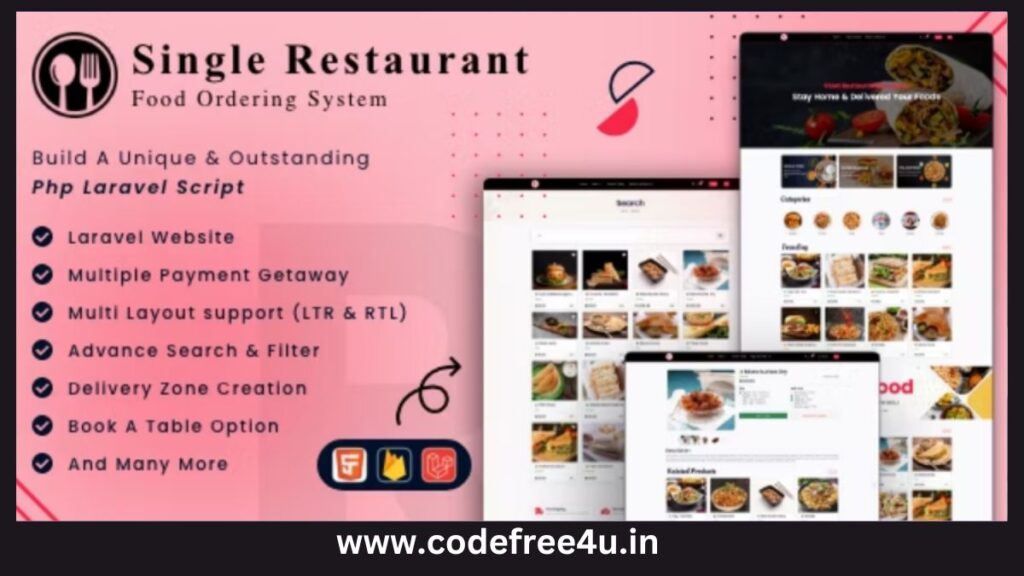 Single Restaurant - Laravel Website & Admin Panel